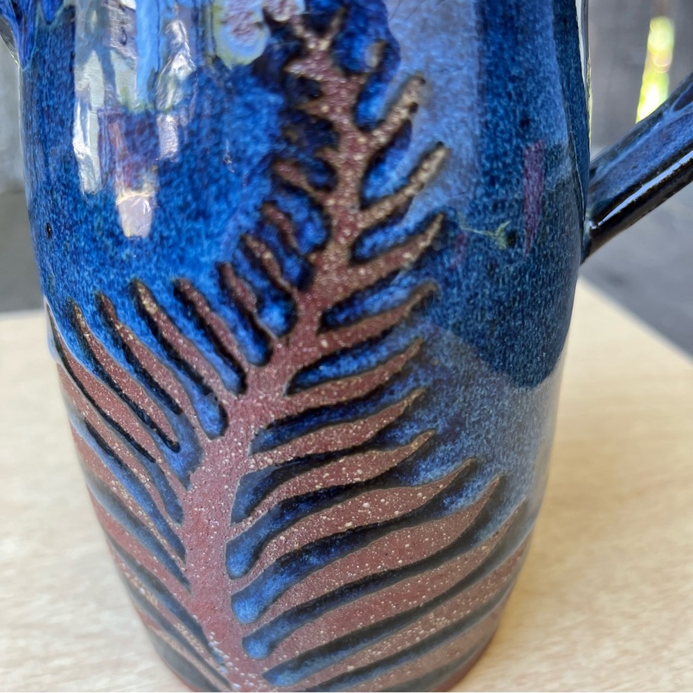 Handmade Ceramic Pitcher In Blue & Brown - Picture 3 of 15